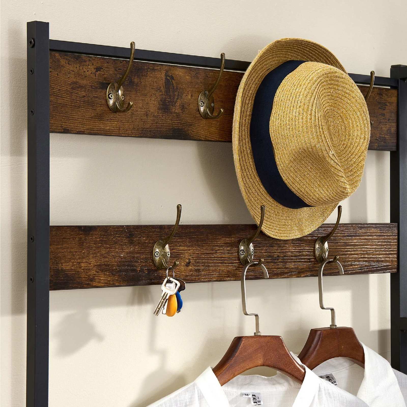 entryway hall tree with storage bench and shelves