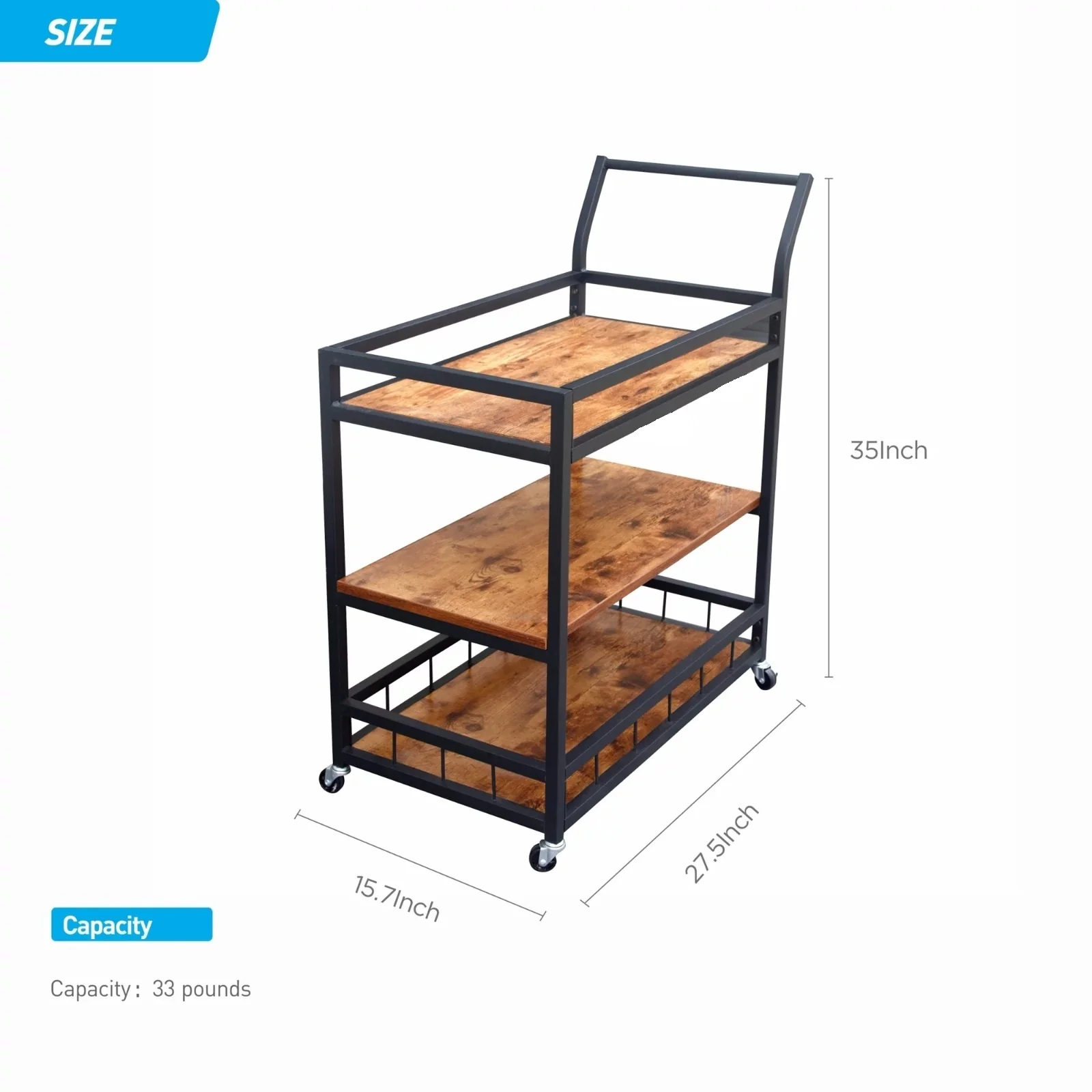 industrial kitchen serving cart with lockable casters