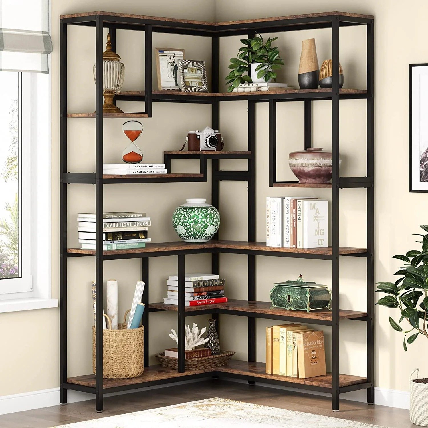 Sandine 6-Tier Corner Bookcase