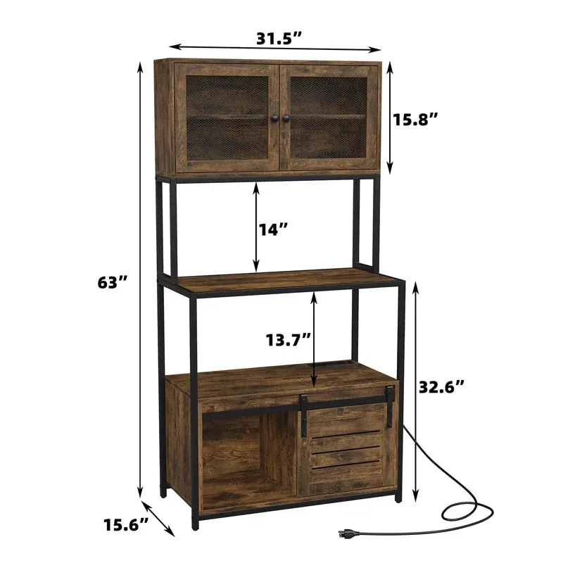 Tall Kitchen Baker’s Rack with Cabinet - Image 3